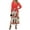 Deep Red, variant on Women's Pleated Printed Surplice Long Sleeve Dress 100% Polyester Flowing Silhouette for Day to Night Wear Style
