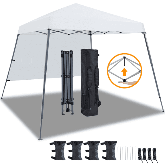 Yaheetech 10x10ft Outdoor Pop-Up Canopy Lightweight Sun Protection Shelter with Sun Shade Wall Backpack Bag, White