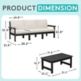 thumbnail image 4 of FUNDAZE Oversized HDPE Patio Furniture Sets, 3-Seater with a coffee table Outdoor Conversation Set | For Patio, Poolside, Backyard Use, Black Frame with Khaki Cushion, 4 of 8