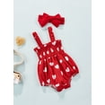 thumbnail image 3 of Newborn Infant Baby Girl 1st Valentine's Day Clothes Set Sleeveless Heart Print-Red Floral Romper Headband Summer Outfits, 3 of 8