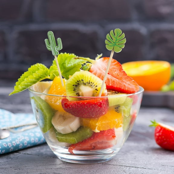 PBPBOX 100Pcs Green Decorative Picks for Cakes Fruits and Cocktail Party Decor