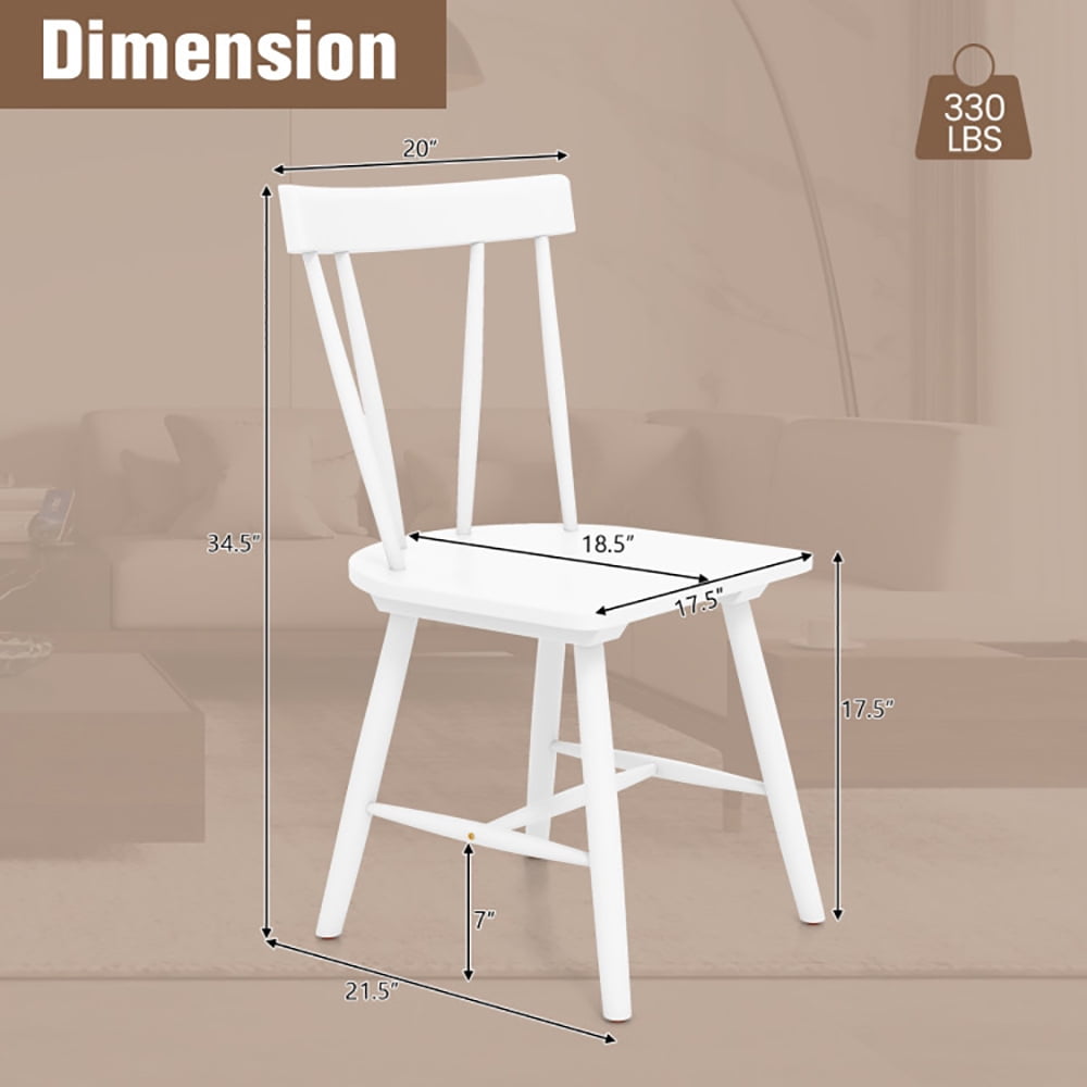 Finihen Wood Dining Chairs, Solid Rubber Wood Armless Kitchen & Dining Room Chairs, Easy to Assemble Wooden Dining Chairs, Modern Dining Chair, White