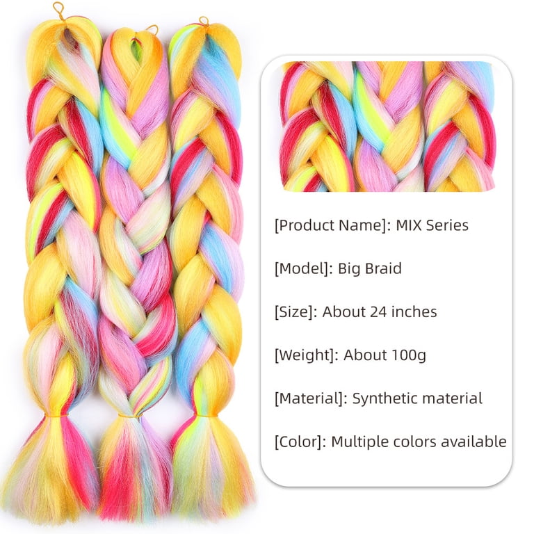 XmhyTop 6 Packs 24 Inch Colorful Braiding Hair Extensions, Ombre