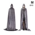 thumbnail image 1 of Medieval Vampire Velvet Hooded Cloak Long Robe Witch Capes Halloween Costume _sc zhangyuxiang LED, 1 of 2