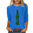 thumbnail image 1 of Pompotops T-Shirt d'Été Décontracté pour Femmes Imprimé Bière Col Rond Manches 3/4 Ample en Solde, 1 of 5