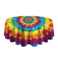 thumbnail image 5 of Rainbow Tie Dye Concentric Circles Round Tablecloth 60"x60",Wrinkle Wipeable Table Cloth for Kitchen Dining Room Picnic Patio Party, 5 of 6