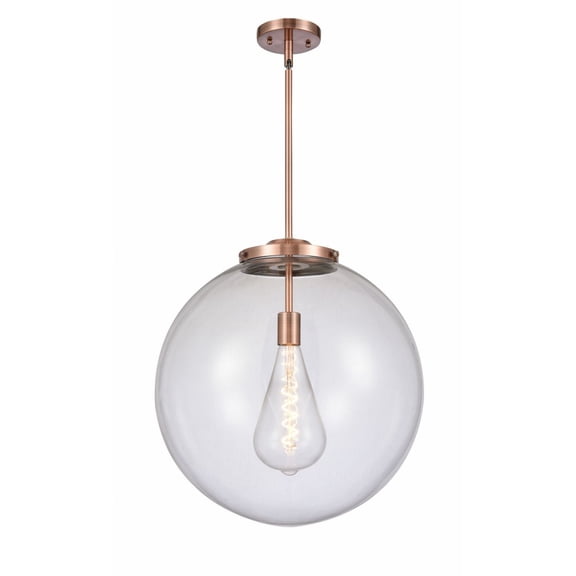 221-1S-AC-G202-18-Innovations Lighting-Beacon - 1 Light Pendant In Industrial Style-19 Inches Tall and 18 Inches Wide-Antique Copper Finish-Clear