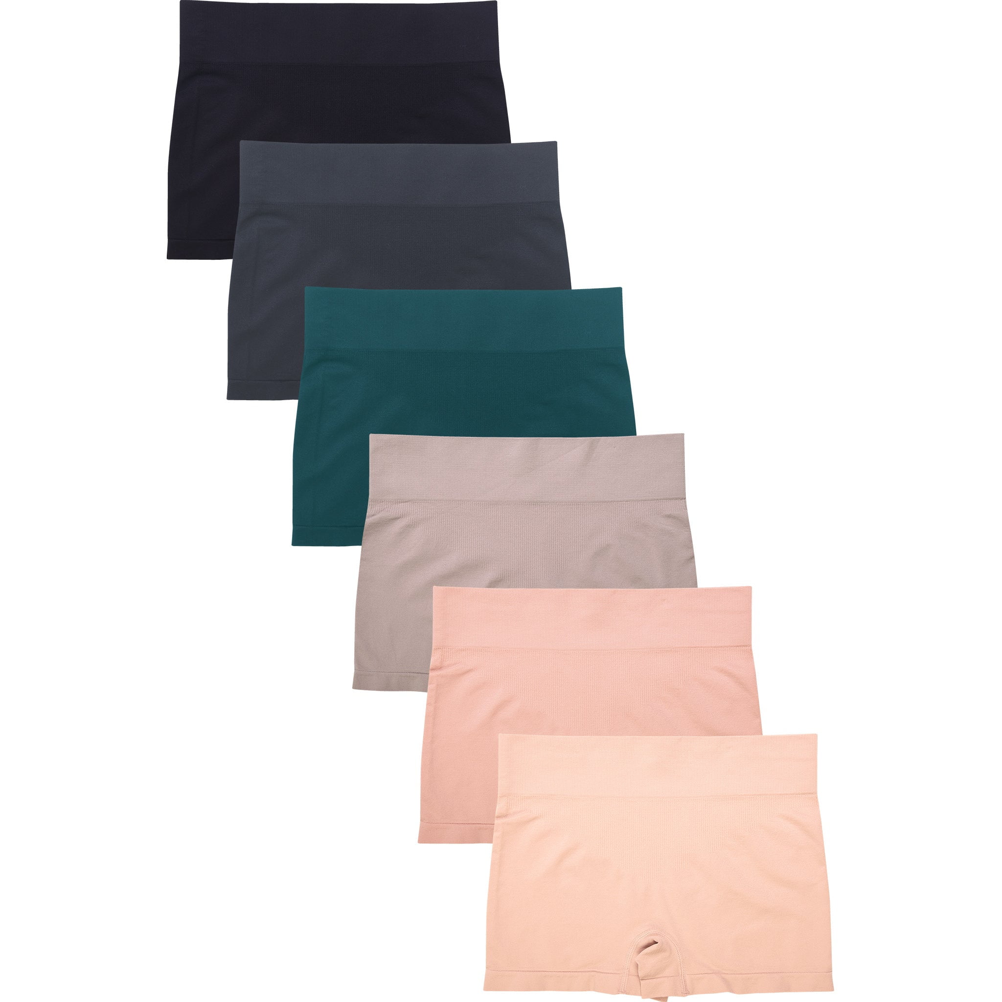 247 Frenzy Women's Essentials PACK OF 6 Seamless Nylon Stretch Boyshort