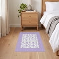 thumbnail image 3 of ODIKA 2'x3' Ultra-Soft Accent Mat, Delicate Lavender Blossom Scattered Botanical Round With Border None Washable, Bare feet friendly, Easy Care Indoor rug for Bedside, Footrest, 3 of 7