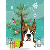 Caroline's Treasures BB1595CHF Christmas Tree and Boxer Flag Canvas House Size , Large, multicolor