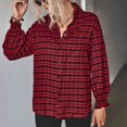 thumbnail image 4 of Camisa A Cuadros, Botón De Poliuretano, Cuello Vuelto, Poliéster, Dama, Camisa Informal Para La Escuela, 4 of 8
