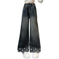 thumbnail image 2 of Amidoa Girls Wide Leg Jeans- Baggy Elastic Waist Cute Casual Denim Pants Blue Size 12, 2 of 7