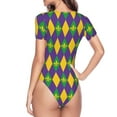 thumbnail image 4 of Easygdp Mardi Gras Women'S Waist-Cinching Short-Sleeved Onesie, Olastic Onesiet,Snaps At Bottom,Easy To Put On And Take Off - Large, 4 of 9