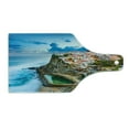 thumbnail image 2 of Mediterranean Cutting Board, Portuguese Town Coast Azenhas Do Mar Beach by Cliffs Village Shore Theme, Decorative Tempered Glass Cutting and Serving Board, Wine Bottle Shape, Multicolor, by Ambesonne, 2 of 5