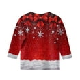 thumbnail image 3 of Girls Long Sleeve Christmas Top Festive Snowflake Print Pullover Crewneck Casual Holiday Shirt for Kids Winter Outfit, 3 of 4