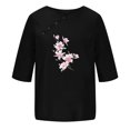 thumbnail image 4 of ALLLIST Trendy Tops for Women 2024 Short Sleeve Scoop Neck Black Graphic Casual Button T-Shirts Women Blouses, 4 of 4