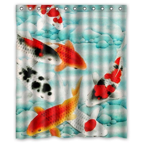 MOHome Koi Fish Shower Curtain Waterproof Polyester Fabric Shower