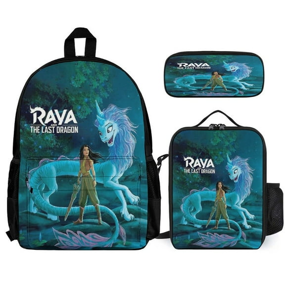 3PCS Raya and Last Drago Backpacks Set Backpack with Lunch Box Pencil Case Backpack