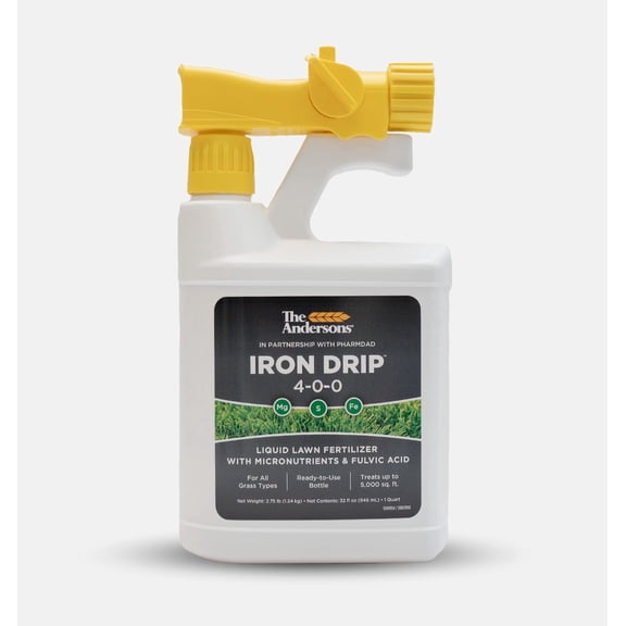 The Andersons Iron Drip™ 4-0-0 Liquid Lawn Grass Fertilizer with Micronutrients and Fulvic Acid (32 fl oz) Covers up to 5,000 Sqft.