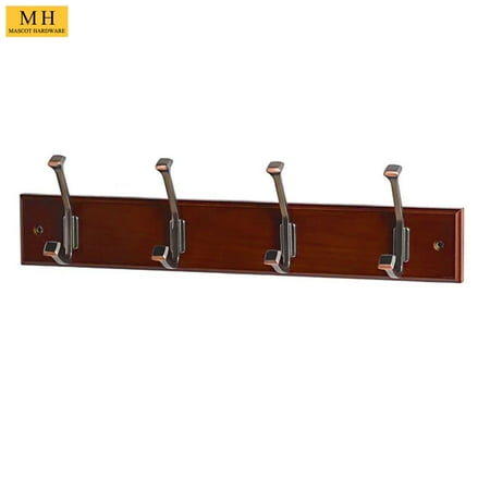 

Mascot Hardware 17-5/7 in. L ORB Bevel Tipped 4 Hooks on Walnut Hook Rail