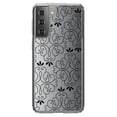 thumbnail image 1 of DistinctInk Clear Shockproof Hybrid Case for Galaxy S21 5G (6.2" Screen) - TPU Bumper, Acrylic Back, Tempered Glass Screen Protector - Black White Fade Black Floral Pattern, 1 of 2