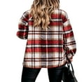 thumbnail image 4 of Women Plaid Print Jacket Long Sleeve Turndown Collar  Button Front Loose with Pocket Tops, 4 of 6
