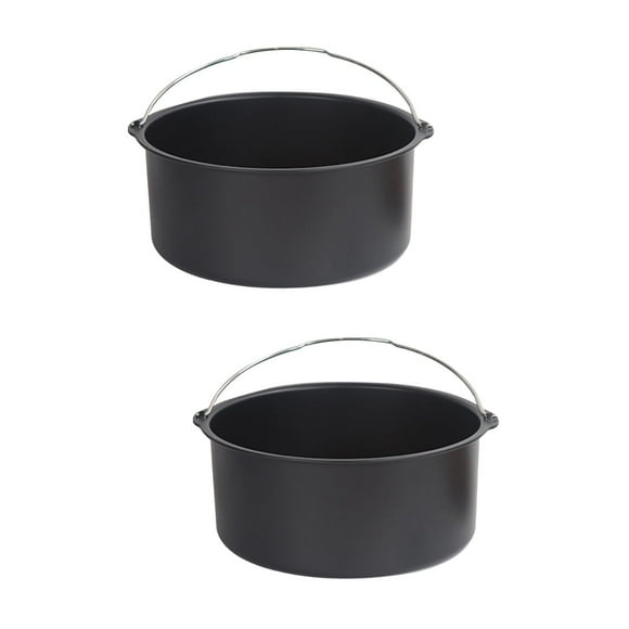 Set of 2 Cookware Turkey Fryer Frying Toaster Oven Tool Small Pan Round