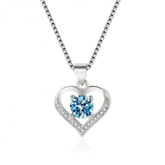 SEPARQI Heart of the Ocean Moissanite Necklace for Women Heart Blue Purple Pink Pendant Gift