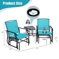 thumbnail image 4 of Resenkos Double Swing Glider Rocker Chair set, Small Patio Conversation Furniture Set with Glass Table-Turquoise, 4 of 10
