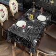 thumbnail image 5 of Spider Web and Skulls Halloween Pattern Rectangle Tablecloth 60"x102",Waterproof Polyester Rectangle Table Cloth, Wipeable Spillproof Polyester Tablecloth for Dining, Camping, Indoor and Outdoor, 5 of 6