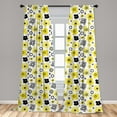 thumbnail image 5 of Ambesonne Floral Curtains, Bicolour Spring Flowers, Pair of 28"x63", Yellow Indigo, 5 of 5