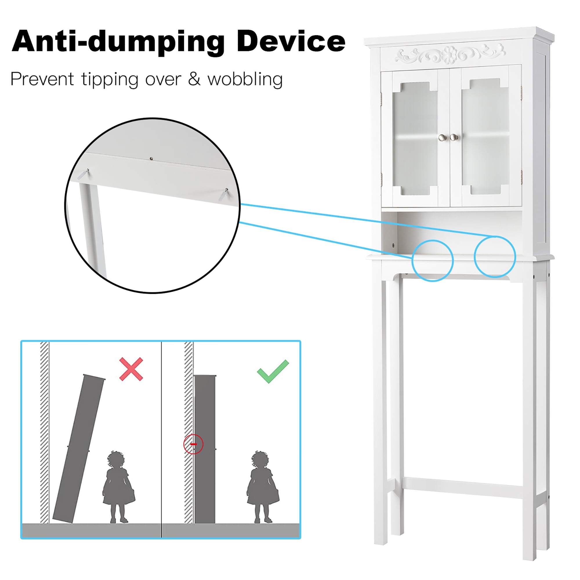 1pc Toilet Top Shelf, Bathroom Storage Rack, Toilet Organizer Made Of  Galvanized Tube & Plastic Accessories & Non-woven Fabric