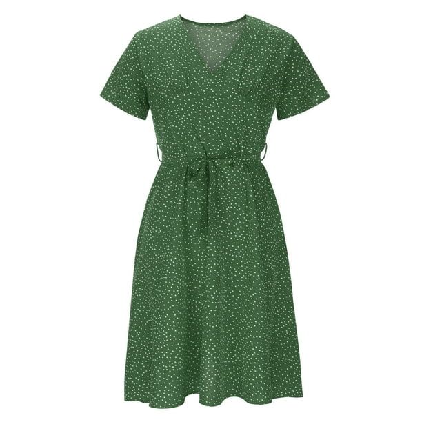 MSJUHEG Sundress Floral Dress Green Dress Casual Dresses for Women Summer  Dresses for Women 2024 Polyester Spandex Green M - Walmart Business Supplies