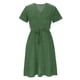 thumbnail image 3 of WILLBEST Vestidos para Mujer Verano Vestido Informal de Verano para Mujer Vestido de Cuello En V Vestido de Lunares de Color Liso Vestido de Manga Corta con Cordones y Lazo Grande, 3 of 3