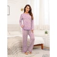 thumbnail image 4 of MINTREUS Women's Pajama Set Long Sleeve Sleepwear Set Soft Two Piece Matching Set with Pockets, 4 of 5