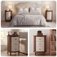 thumbnail image 7 of FOROUTIA Farmhouse Round Storage Cabinet with 3 Drawers, Carved Wood Nightstand, Vintage Accent Chest for Bedroom Living Room, Brown, 7 of 7