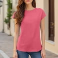 thumbnail image 2 of Yubnlvae Women's Short Sleeve Casual Solid Loose Crew Neck T Shirts Rose Gold S, 2 of 8