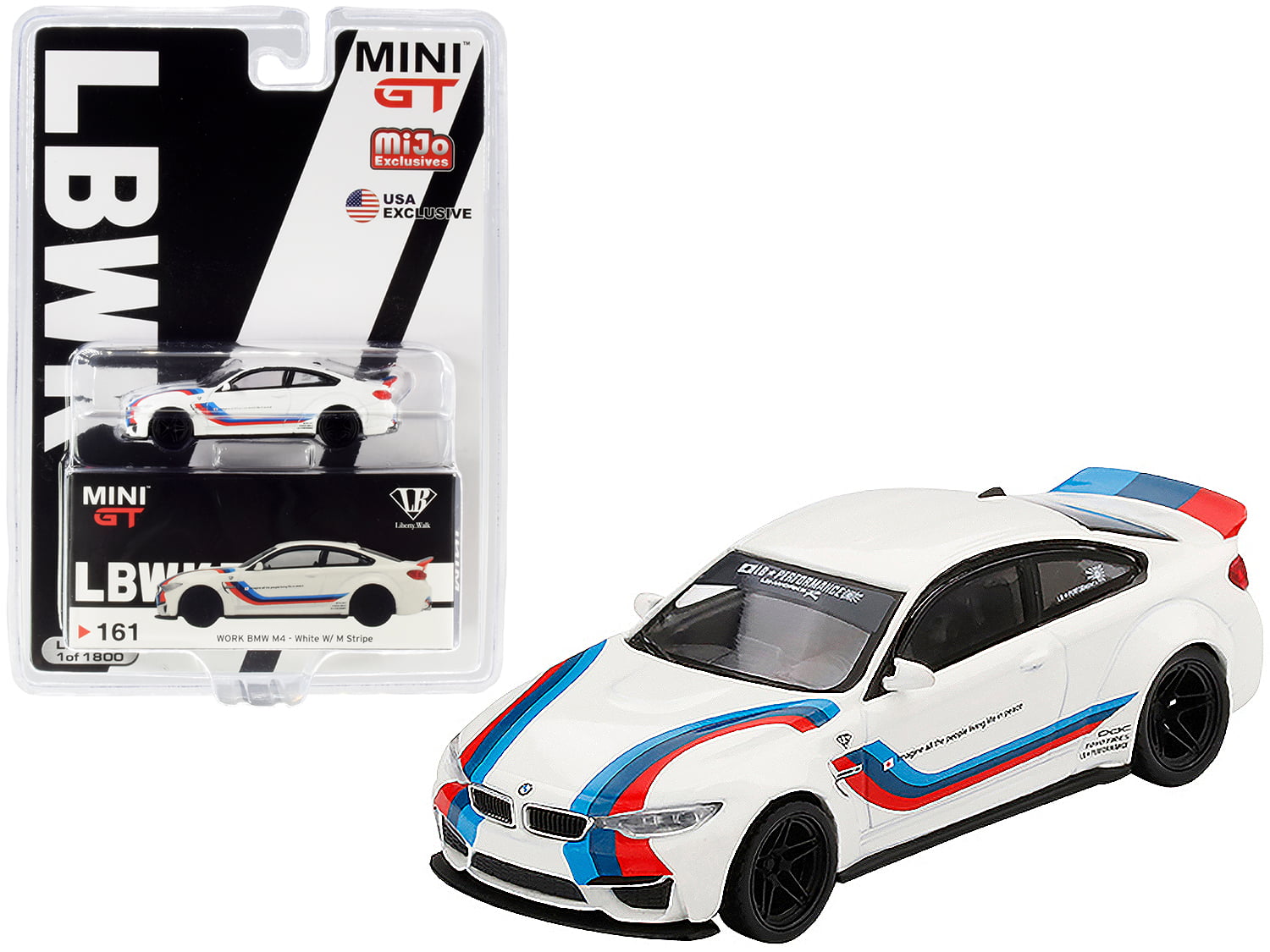 BMW M4 LB Works White with Stripes Limited Edition to 1800 Worldwide 1/64 Diecast Model Car True Scale Miniatures -