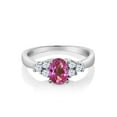thumbnail image 2 of Gem Stone King 0.79 Ct Oval Pink Mystic Topaz White Topaz 925 Sterling Silver Ring, 2 of 4