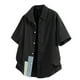thumbnail image 2 of Blusa y camisa de manga corta con cuello vuelto para hombre, informal, de verano, de manga corta, de color liso, fina, con botones, de poliéster, 2 of 4
