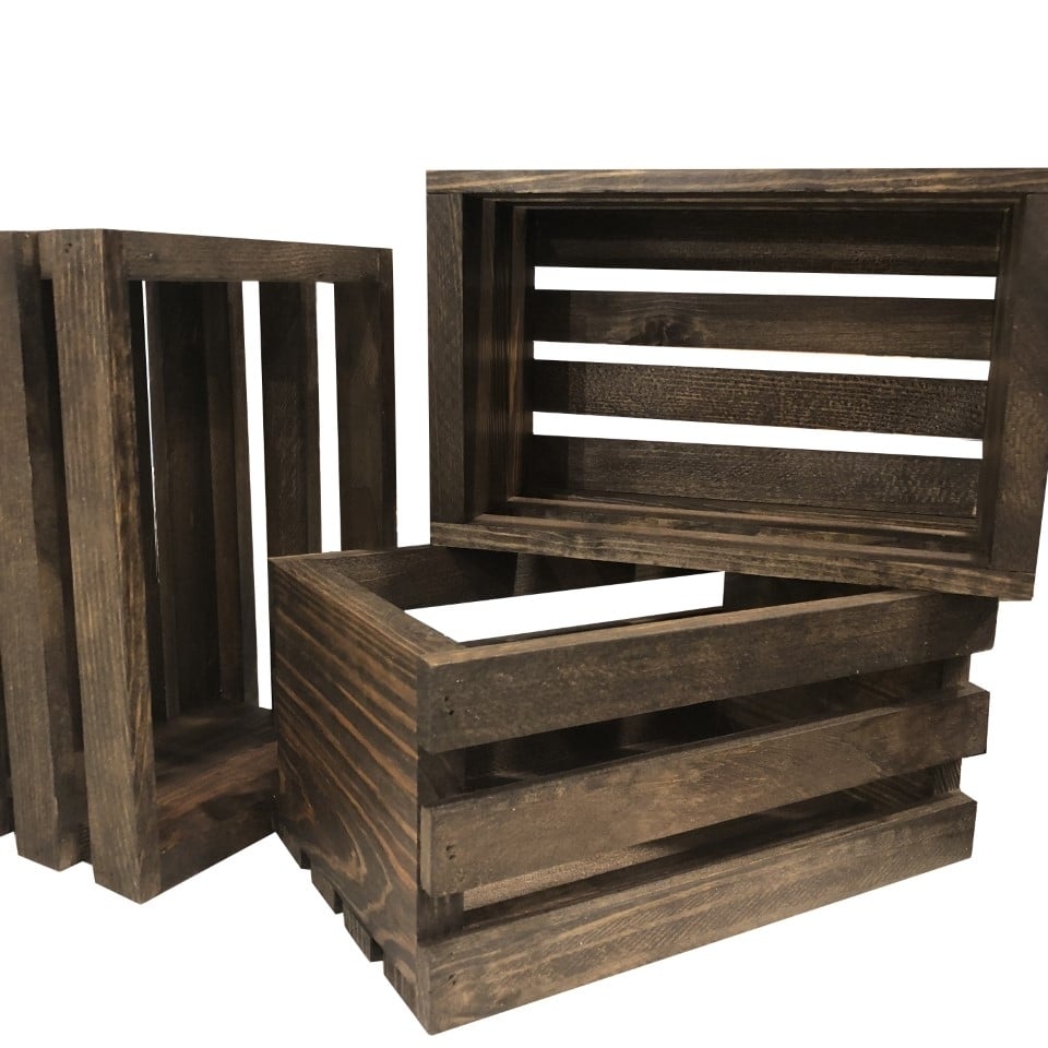 Set of 3 wood crates with the rustic vintage look made in the US by