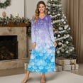 thumbnail image 4 of SEANATIVE Women's Long Sleeve Sleep Shirt Soft Full-Length Nightgown Button Front Housecoat Elegant Pajama Dress for Travel Home, XL, Snowflake Mermaid Scale Print Violet Blue, 4 of 7