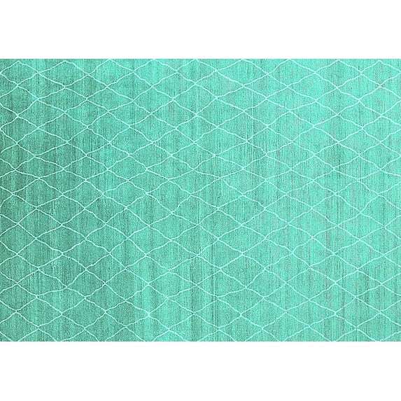 Ahgly Company Indoor Rectangle Solid Turquoise Blue Modern Area Rugs, 5' x 8'