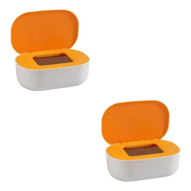 relayinert Stylish Desktop Countertop Mask Dispenser Storage Box with Lid Spacious Holder Plastic Baby Yellow 21x14x7.8cm 2Set