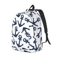 thumbnail image 2 of Balery Navy Blue Anchors Vintage Canvas Backpack for Men and Women - Large Capacity, Durable Travel Laptop Bag for School, Work, Hiking, and Outdoor Activities, 2 of 7