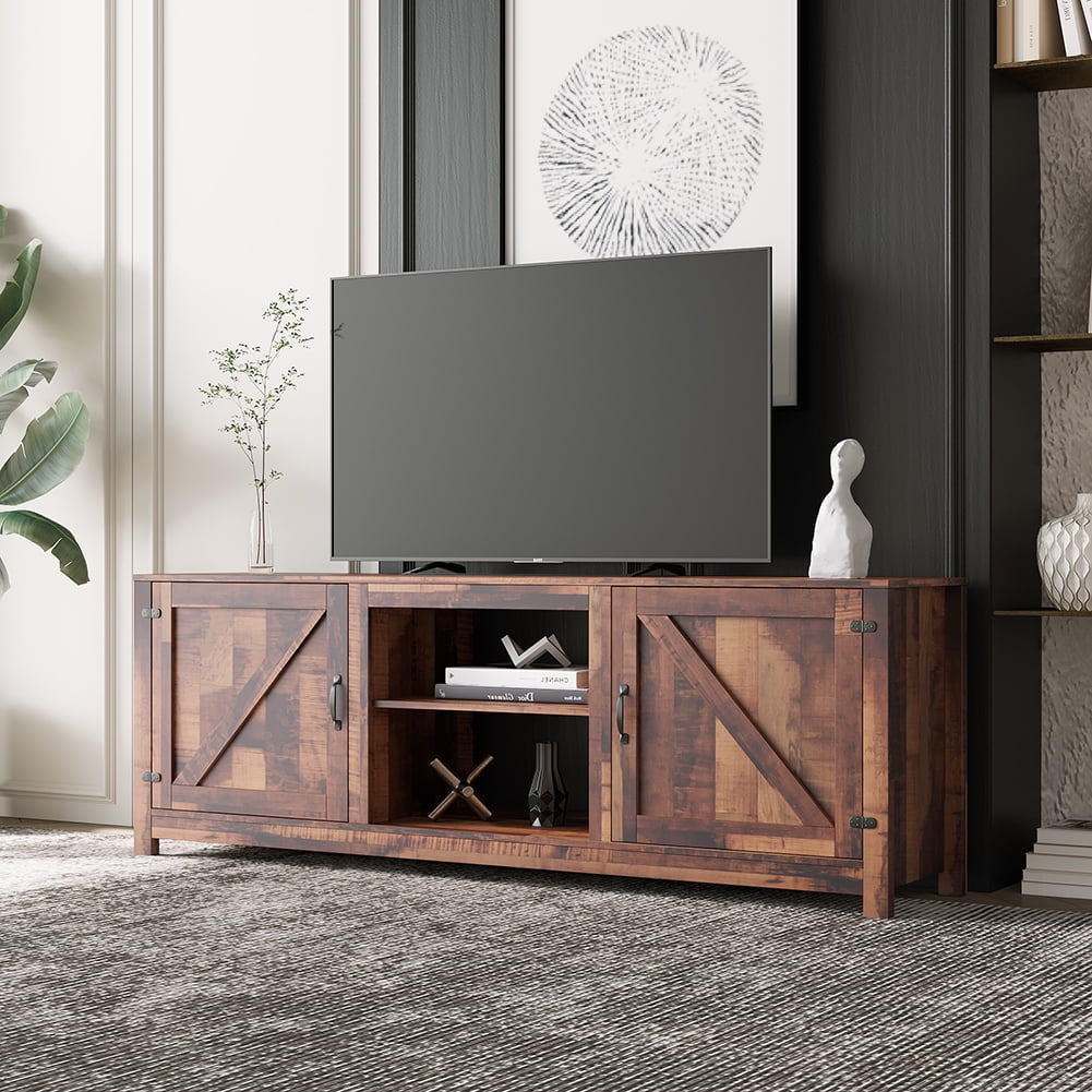 Kadyn Farmhouse TV Stand, Wood TV Cabinet with Storage, Entertainment Center TV Console for Living Room, Walnut Kadyn Farmhouse TV Stand, Wood TV Cabinet with Storage, Entertainment Center TV Console for Living Room, Walnut
