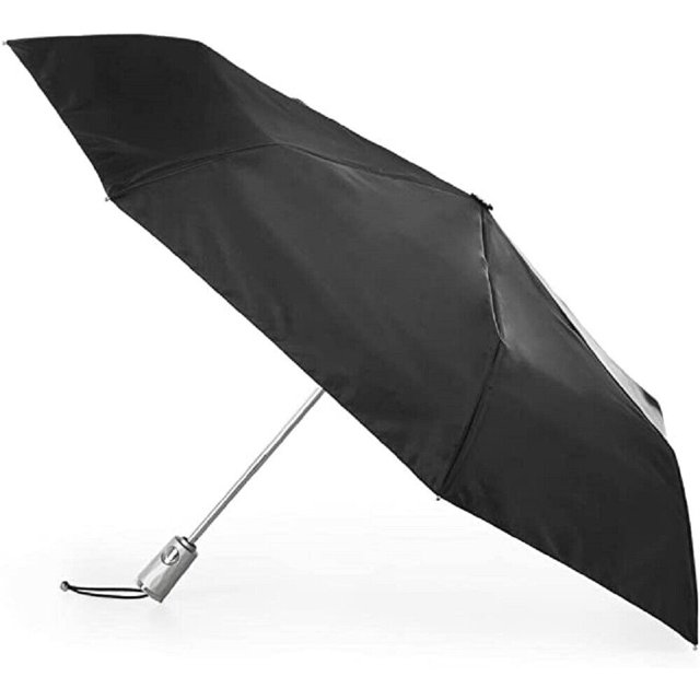 Totes Sunguard Automatic Open Close Umbrella W/ Neverwet & Sun Protection (Black) - 8411