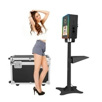 DSLR Photo Booth Machine 15.6 Inch Selfie Portable Touch Screen Mirror Photo Booth with Flight Case，App Control & Remote Control RGB Light for Parties Wedding Rental Events