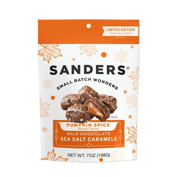 Sanders Milk Chocolate Pumpkin Spice Sea Salt Caramels 7 oz Bag (Egg-Free)