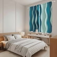 thumbnail image 4 of Teal Ombre Kitchen Curtains, Abstract Art Moire Ocean Waves Light Filtering Window Curtain Panels, 2Pcs Rod Pocket Window Treatments Set for Living Room Bathroom Bedroom 42x63 Inches, 4 of 9